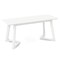 42 Inch White Modern Long Dining Bench with Rubber Wood Legs and Triangular Structure